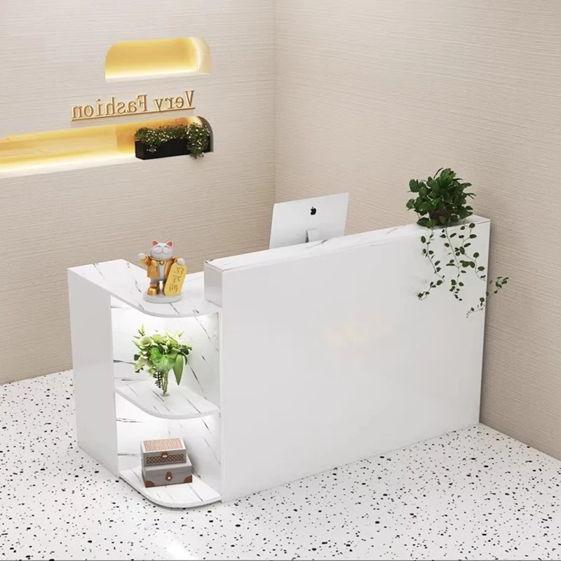 طاولة الاستقبال الفاخرة صالون تجميل مكتب الاستقبال الحديث أدراج أمين الصندوق Escritorios De Computadora أثاث المكاتب #1