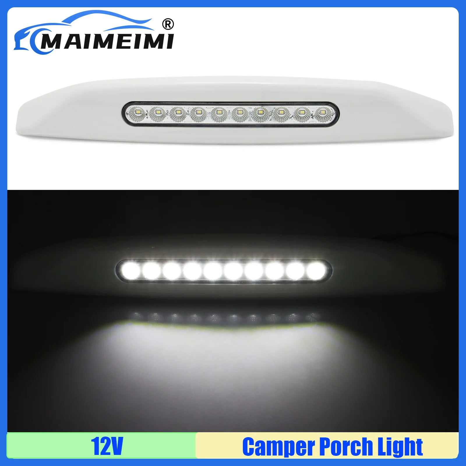 

MAIMEIMI 12V RV 10 LED Light Exterior LED Lamp Beads White Super Bright RV LED Awning Porch Light RV Outdoor Lamp Camper