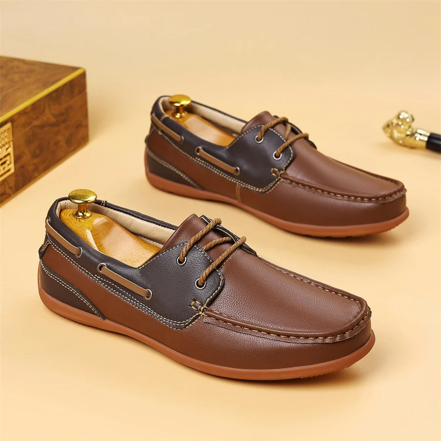 Loafers Shoes PU Leather High Quality Comfortable Slip-On Soft Flat Versatile Trendy Driving Shoes Moccasins for Spring Men's