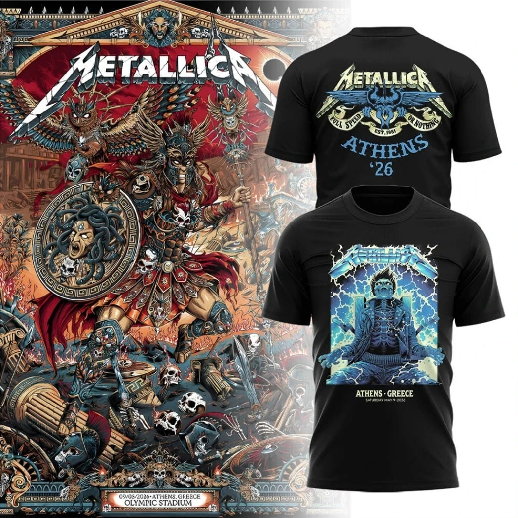 Metallica M72 Tour 2026 T-Shirt Metallica M72 Athens Greece Band T-Shirt Cotton Graphic Tee Men Women Summer Streetwear
