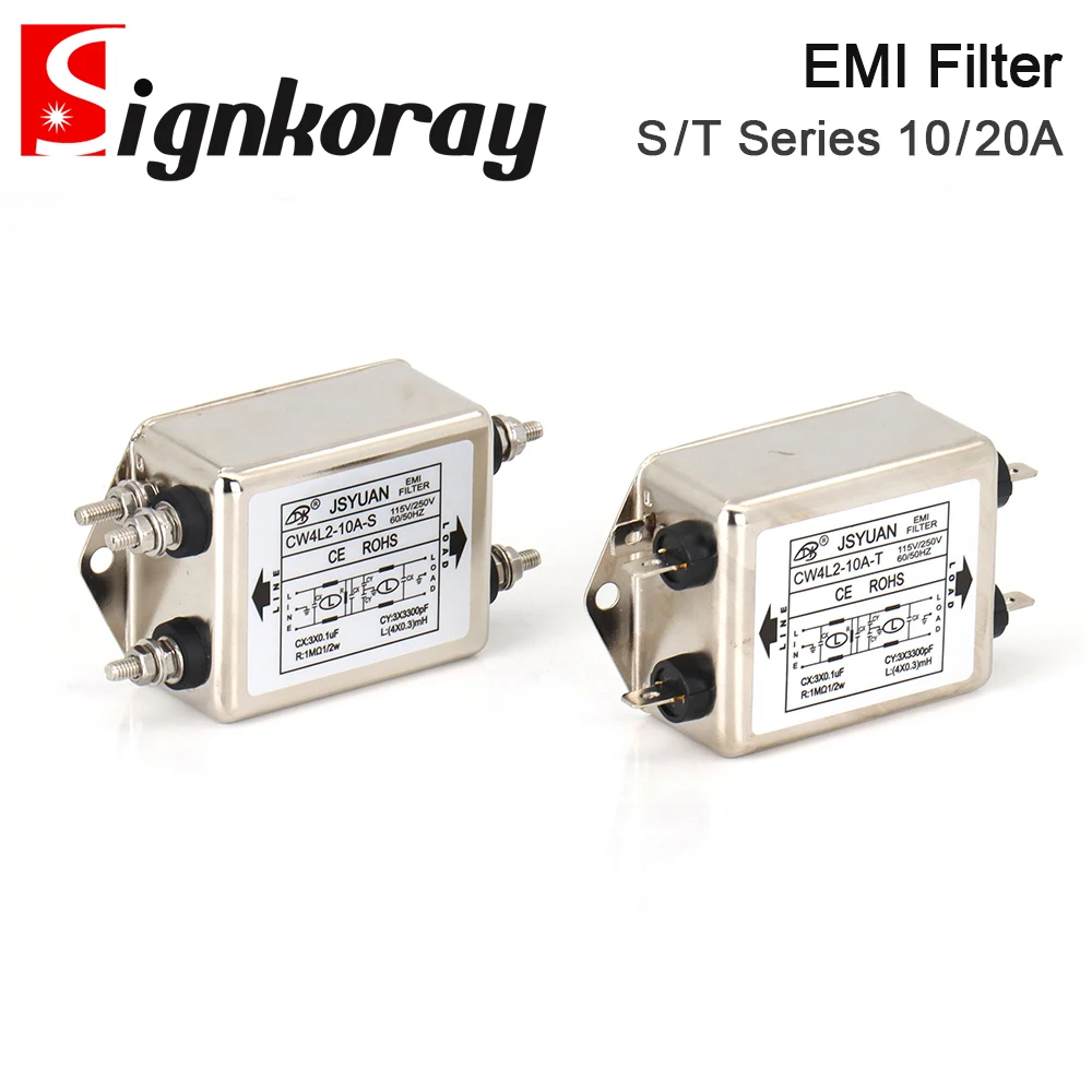 SignkoRay Power EMI Filter CW4L2-10A-T/S CW4L2-20A-T/S Single Phase AC 115V / 250V 20A 50/60HZ