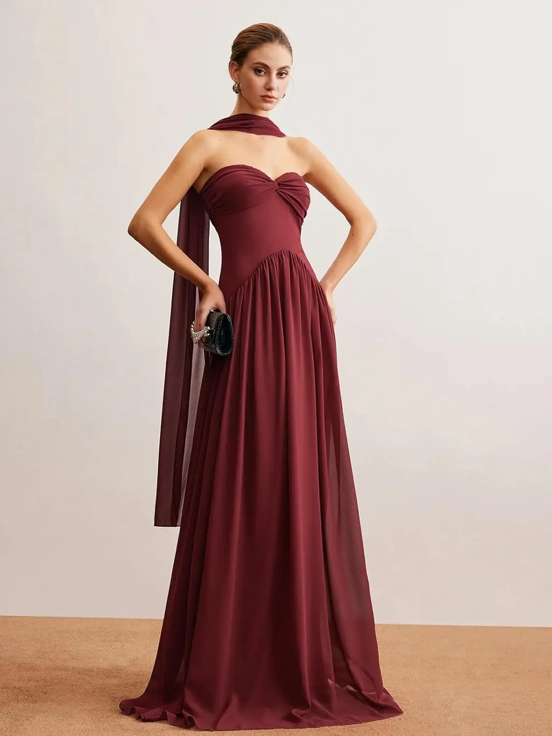 Vestidos de dama de honor con corsé plisado, vestido largo de gasa para mujer, vestido de noche Formal, vestido de fiesta elegante para mujer 2025