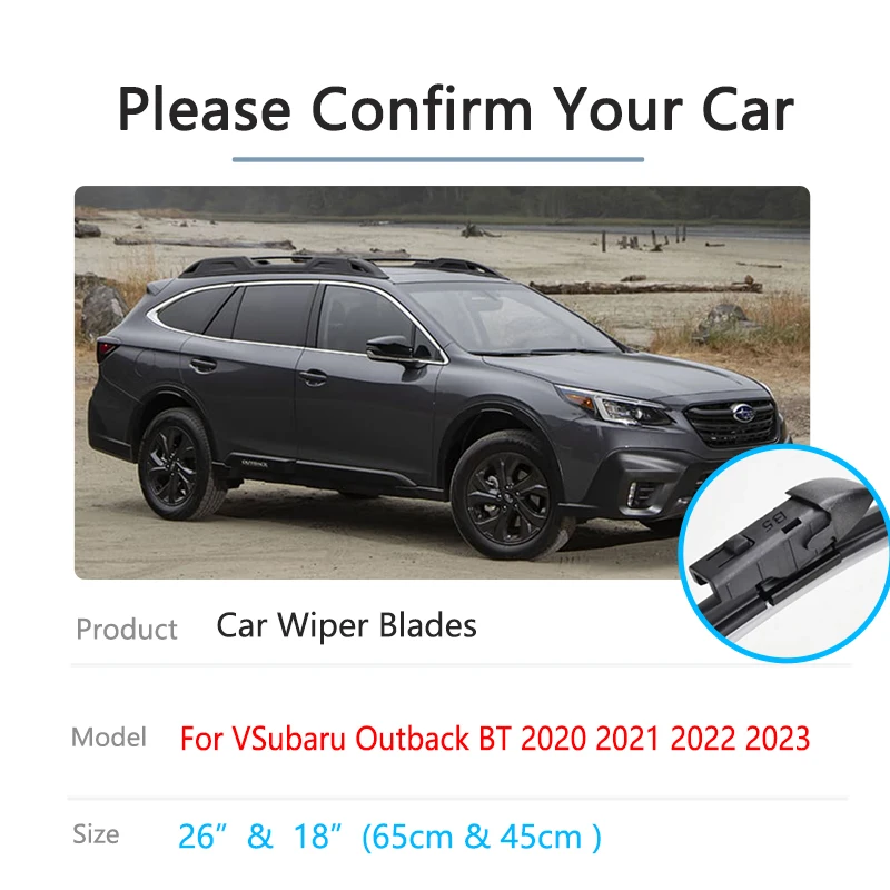 For Subaru Legacy Outback BT 2020 2021 2022 2023 Front Rear Wiper Blade Rubber Rain Brushes Cutter Window Windshield Windscreen