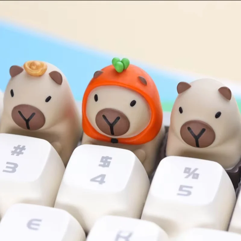 Kapibala Resin Keycaps Water Dolphins Daydreaming Making Money Carrots Cute Animals Personalized Mechanical Keyboard Keycaps