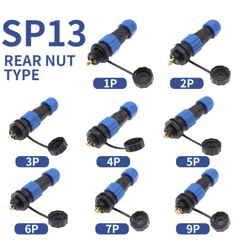 IP68 Waterproof Aviation Plug Socket Sp13 Industrial Connector Male And Female Butt Nut Flange 1/2/3/4/5/6/7/9 pin Panel Mount