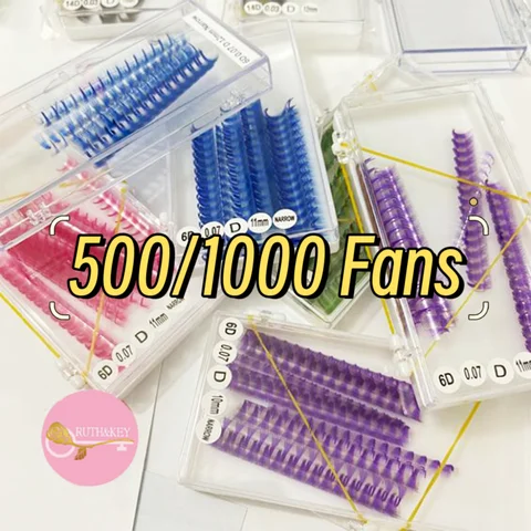 6D 10D Promade 500/1000 Fans Pointy Base Blue Purple Color Ultra Speed New Trend  Premade Volume Eyelashes Extension Makeup Tool