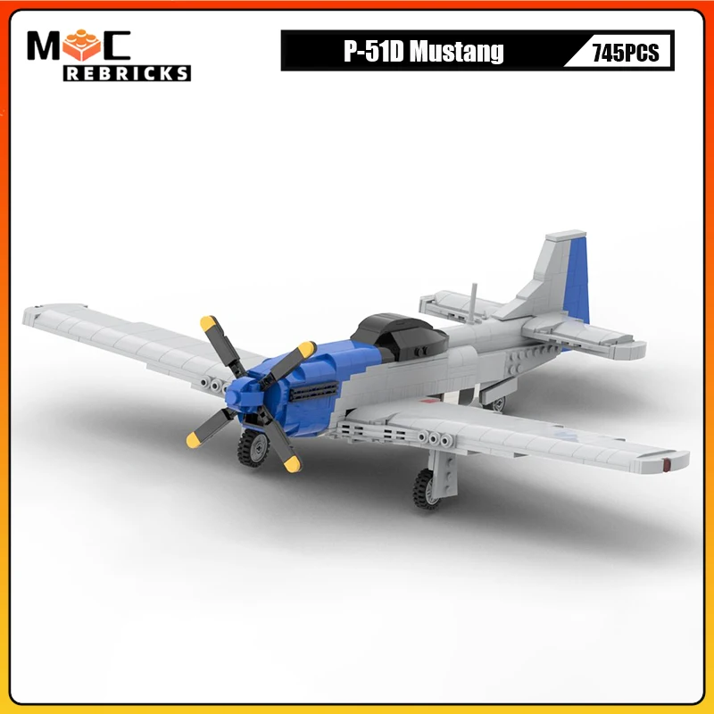 MOC Military Series Building Block US Army P-51D Mustang P-47 Thunderbolt Fighter Model Originality Bricks Boy Toys Xmas Gifts