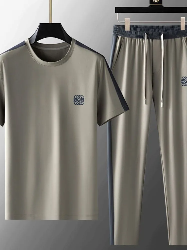 2024 estate nuova moda sport ricamo t-shirt a maniche corte Set da uomo Casual rilassato confortevole traspirante in due pezzi