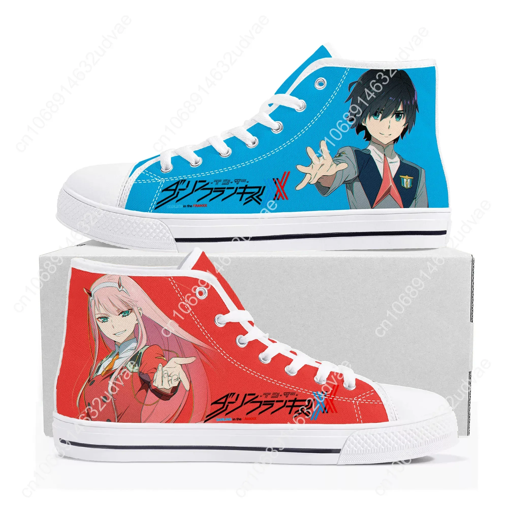 Liebling in der Franxx Zero zwei High Top Sneakers Herren Damen Teenager Canvas Sneaker Casual Paar Schuhe benutzer definierte weiße Schuh