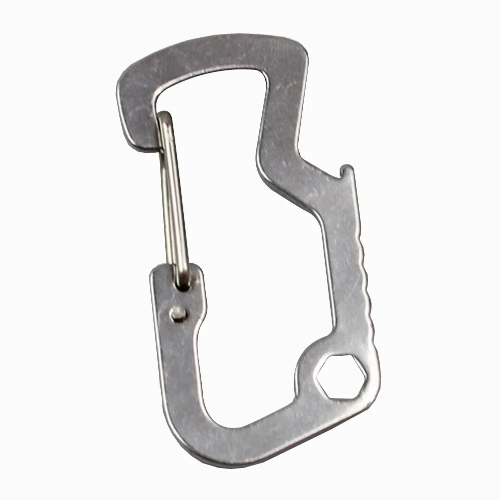 D Shape Carabiner Hiking Buckle Lockbutton Quick Release Keychain Bottle Opener Lifter Quick Release Keychain Opener