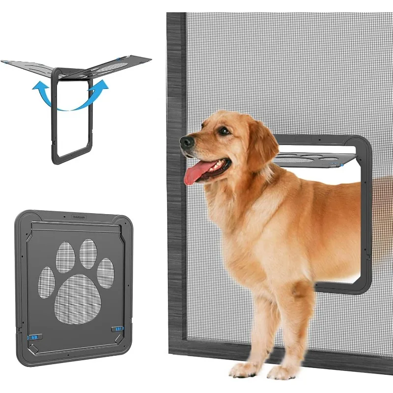 Dog Door for Screen Door, Flap Opening 12 x 14 inches, Screen Door with Doggie Door Built in, Magnetic Self-Closing