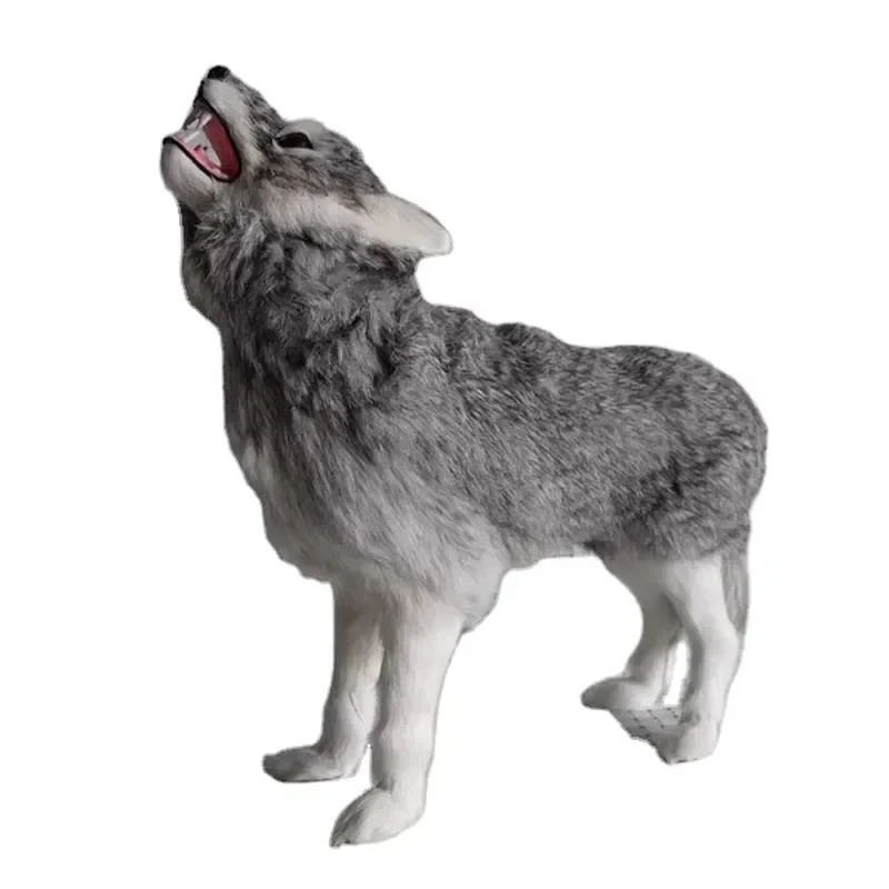 for Vivid Realistic Standing Wolf Figurine Life Size Taxidermy Doll Home Decor Living Room Office Desktop Ornament Gift