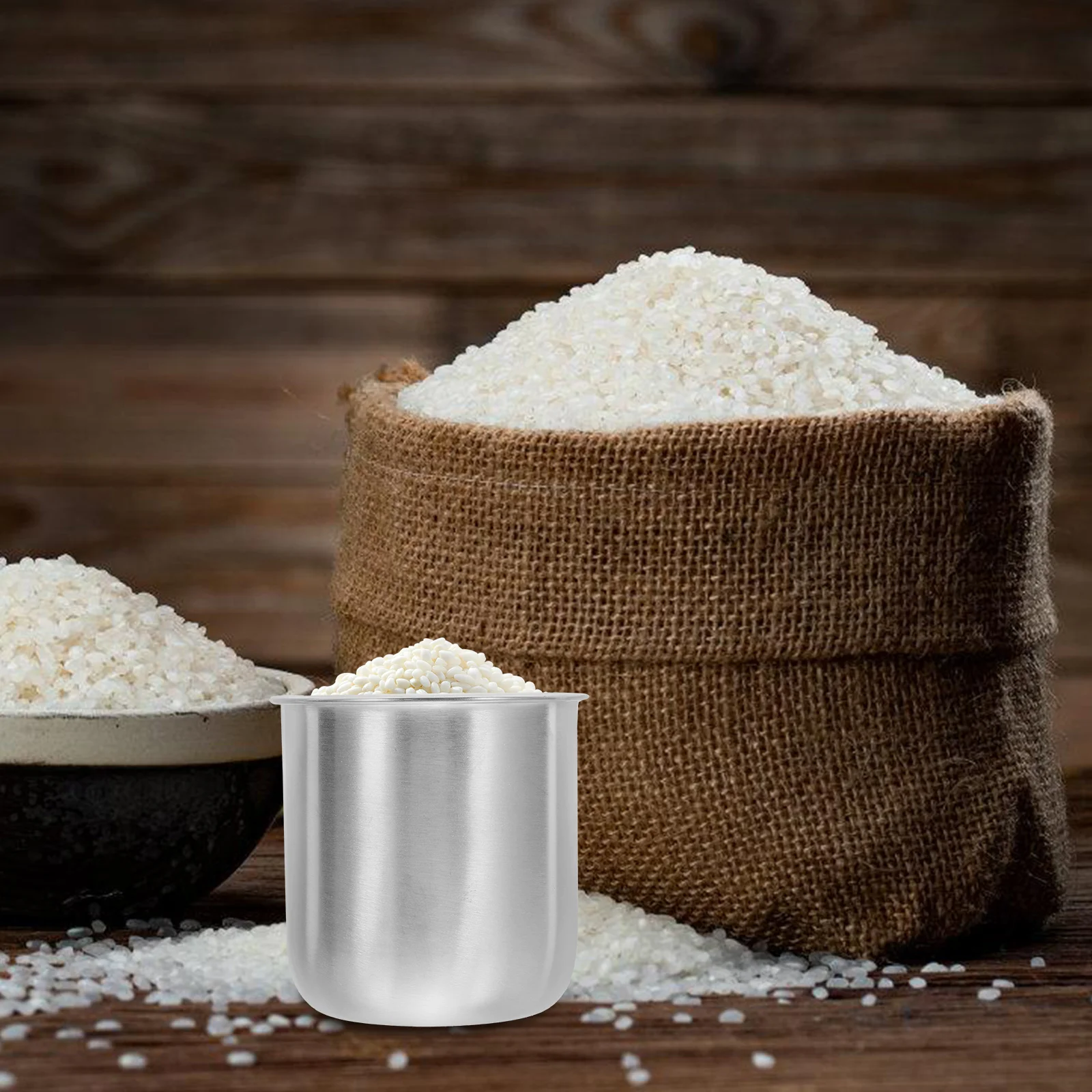 

Stainless Steel Measuring Cup 300ML Large Capacity with Scale for Rice Scoop Kitchen Tool Japanese Style Silver Color