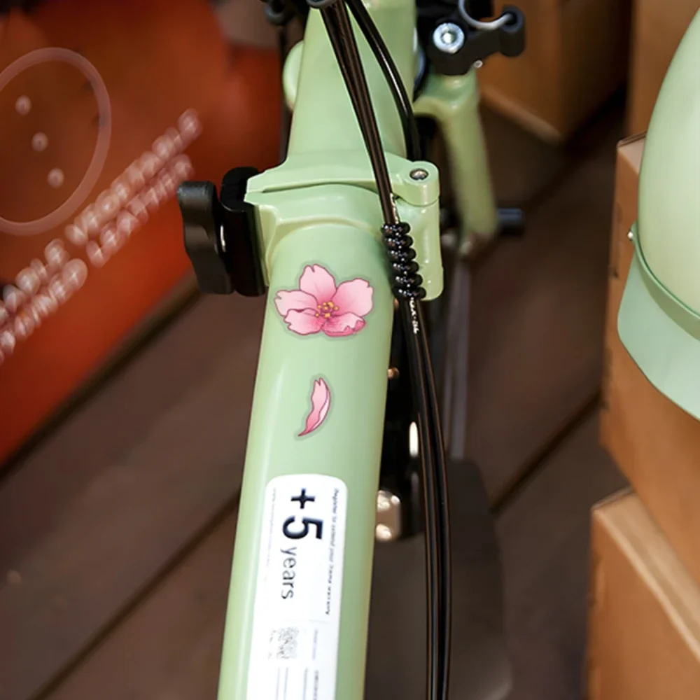 11PCS JDM Sakura Road Bicycle Frame Stickers Top Tube Waterproof Flower DIY Decoration Accessories Bike Durable Vinyl Decals