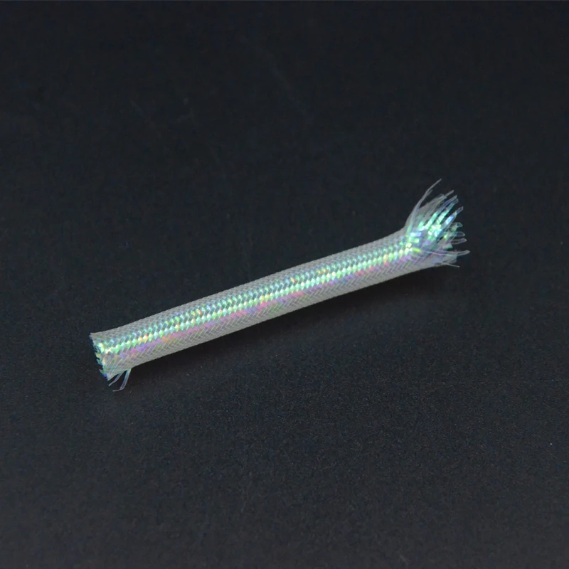 4meters Pearl White Holographic Circle Mylar Tube Fly Tying Materials Dia.2/4/6/8mm Braided Hollow Round Cord Streamer Rib Body