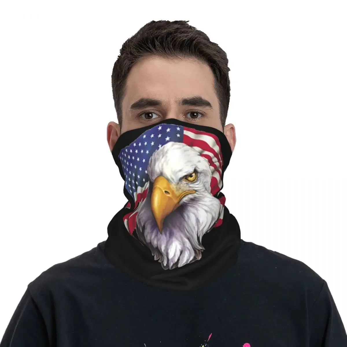 AMERICA EAGLE FLAG Bandana Neck Gaiter Printed Mask Scarf Warm Headwear Outdoor Sports For Men Women Adult Winter image 2
