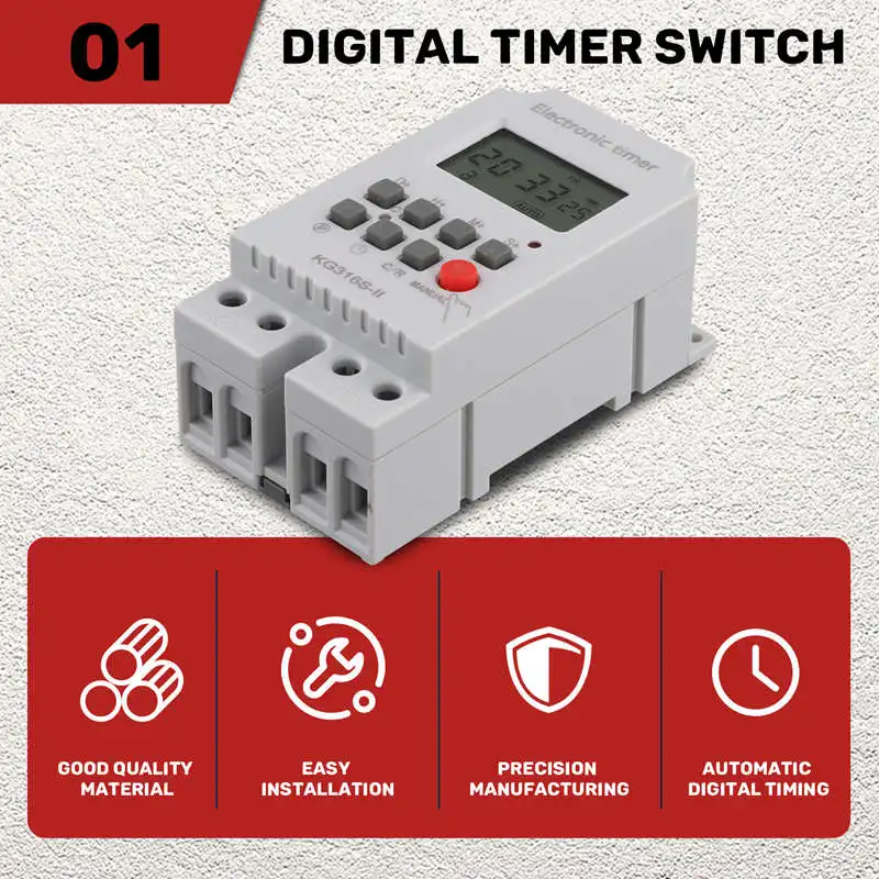 KG316S-II Time Control Switch Automatic Digital Time Switch Relay Electronic Week Timer Time Control Programmable Timer