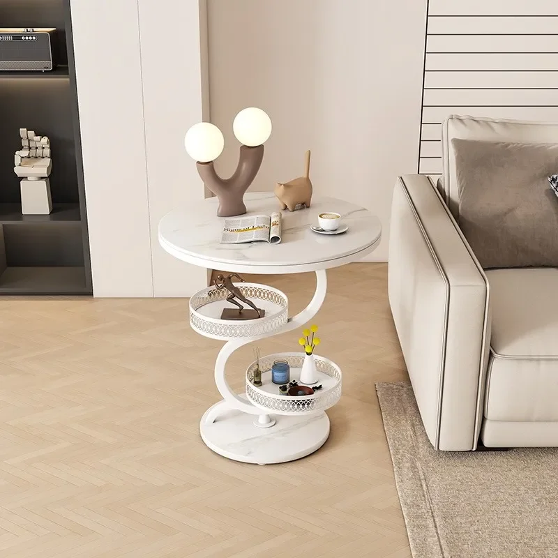 Simple Modern Sofa Side Table Light Luxury Corner Table Living Room Creative Design Removable Storage Small Round Table