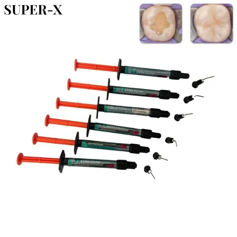 新しい 2gx6 シリンジ歯科流動性充填修復材料 Nexobio T Com フロー A2 A3 NanoHybrid 歯の修理韓国歯科