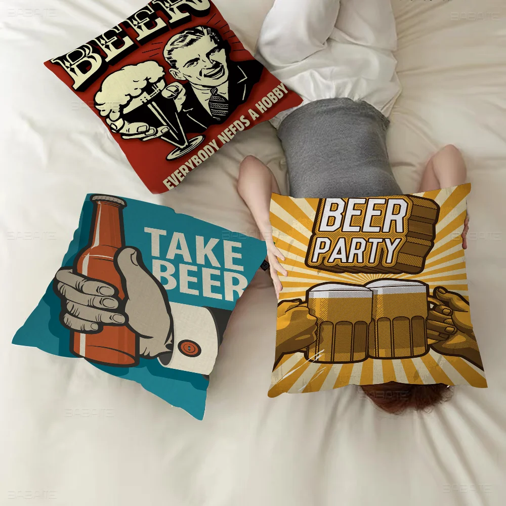 

Beer V-vintage Cushion Cover Pillowcase Upholstery Sofa Throw Pillow Home Decor Pillowcas