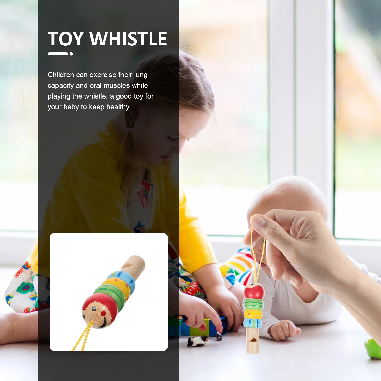 Silbato de madera para niños pequeños, juguetes de aprendizaje, instrumentos musicales para bebés, 2 uds.