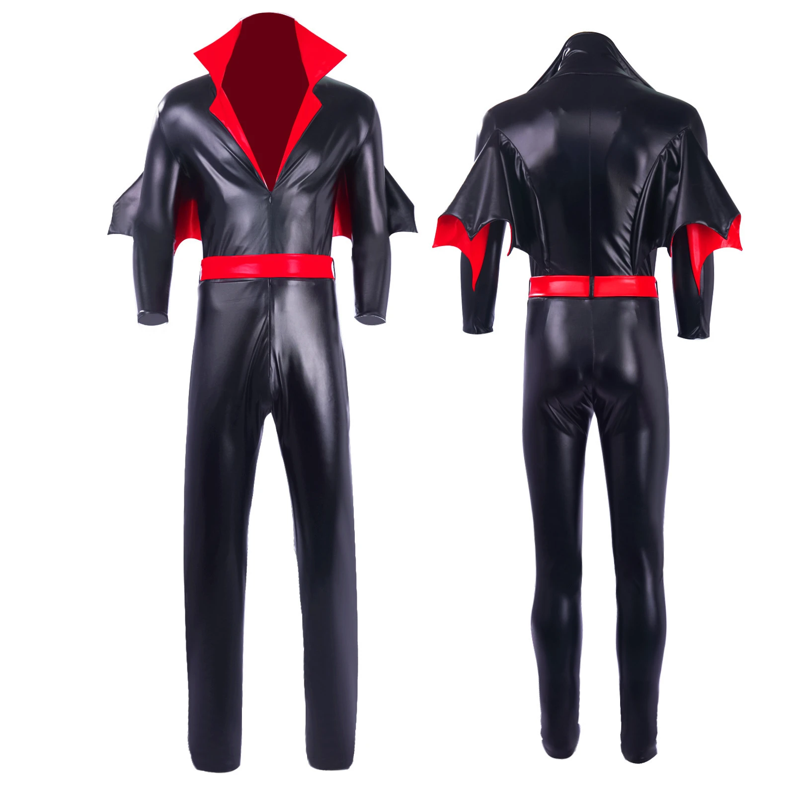 Michael Film Cos Morbius Cosplay Costume for Thin Figure Men Faux Leather Jumpsuits with Small Wings In Sleeve for Svelte Boys