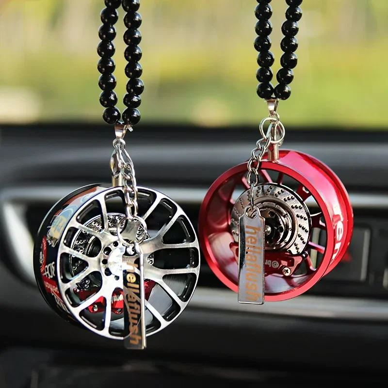 Fashion Car Wheel Hub Pendant Shock Absorber Chain Pendant Hip-hop Auto Rearview Mirror Decoration for Car Hanging Accessories