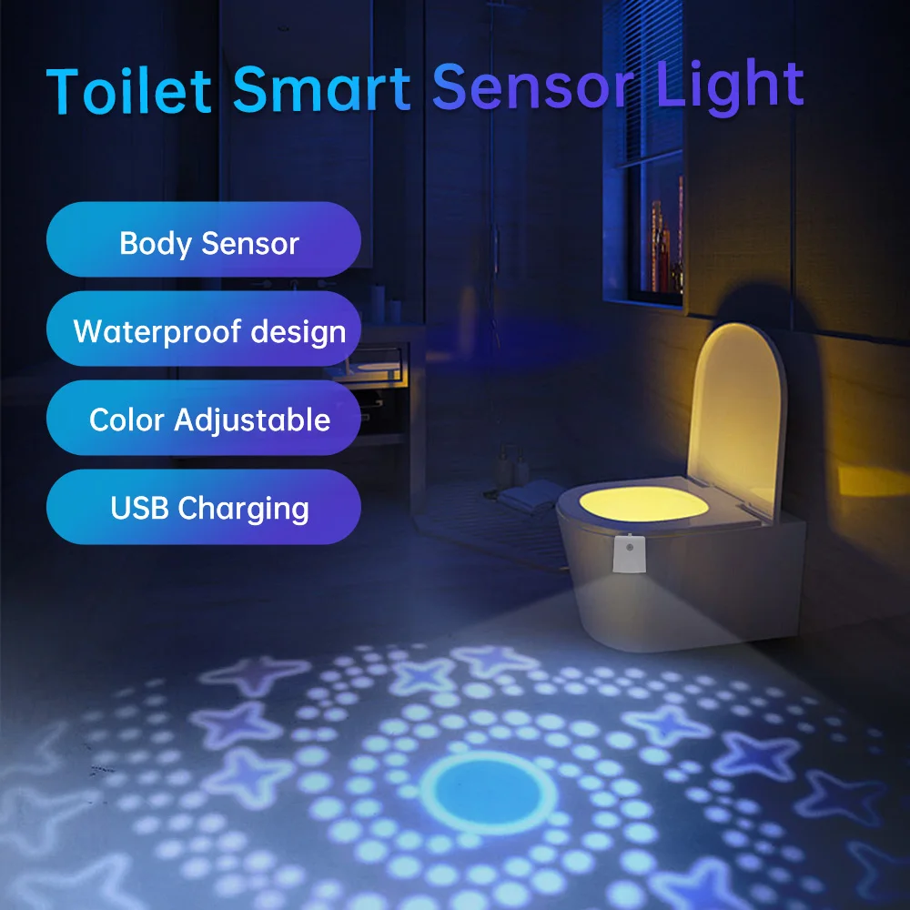 Mini Human Infrared Sensing Light, LED Night Light, Vara WC, Sensoriamento de Movimento Colorido, Banheiro, 7 Cores