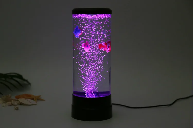 Colorful LED Bubble Fish Tank Night Light, 7-Color Changing Simulated Aquarium Atmosphere Lamp for Home Bedroom Desk Decoration