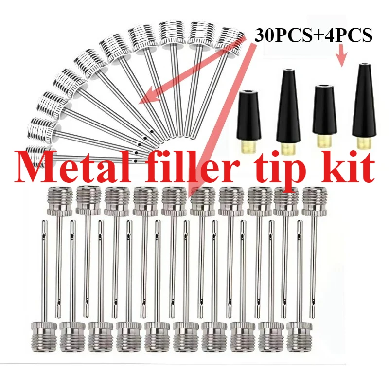 Metal Air Nozzle Set for Basketball Pump with Plastic Nozzle and Iron Ball Needles Durable Sports Ball Inflation Accessories
