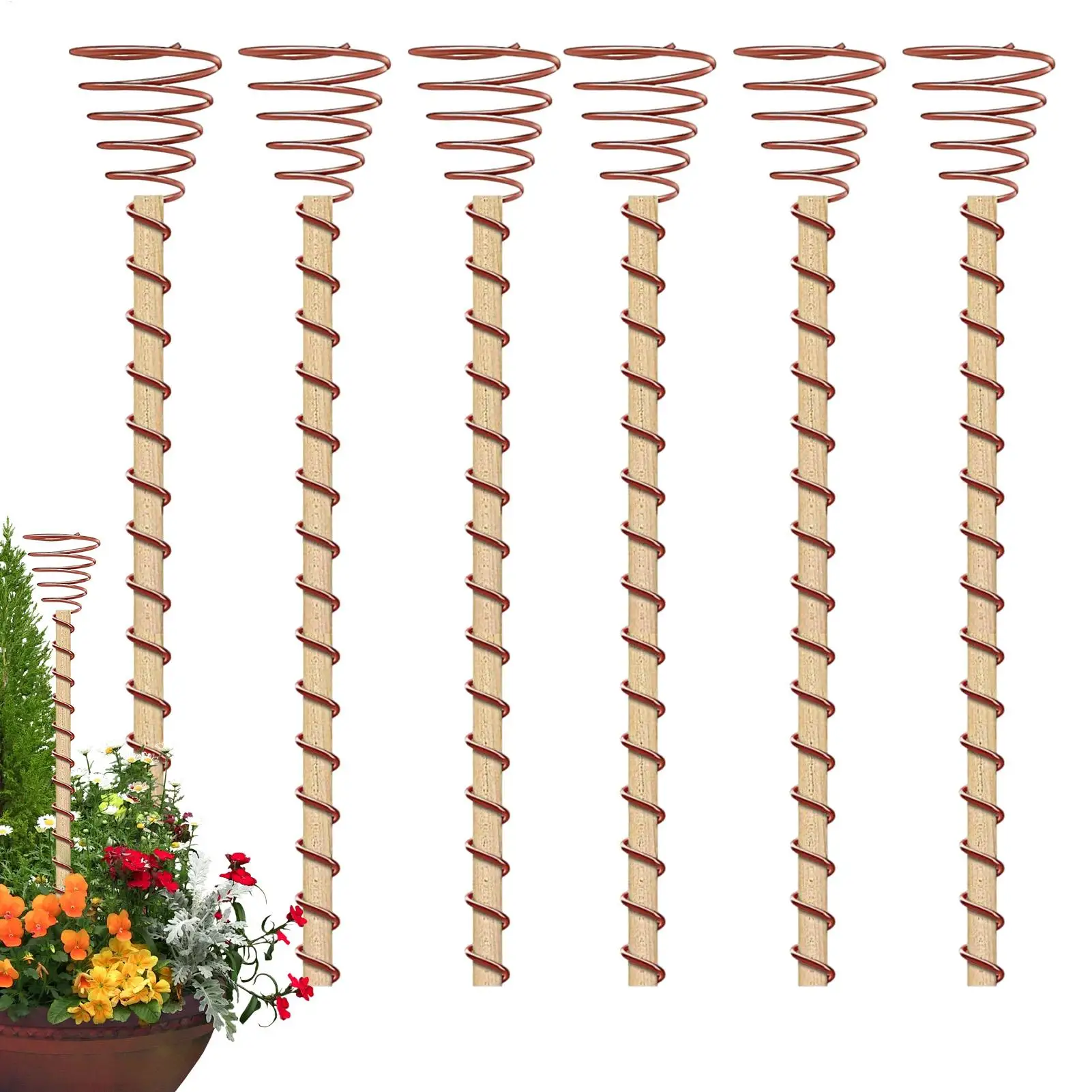 6PCS Electroculture Plant Stakes Gardening Copper Coil Antennas for Growing Garden Plants and Vegetables Using Ether Energy ﻿