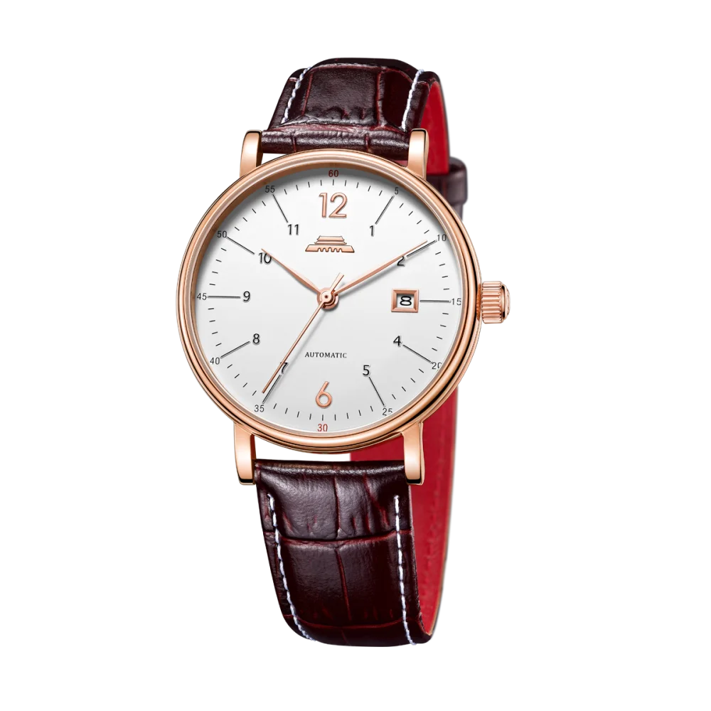 Beijing Watch Classic Series Date Window 40mm Automatic Man Watch Men Mechanical Skeleton Stainless Steel Watch Leather Band