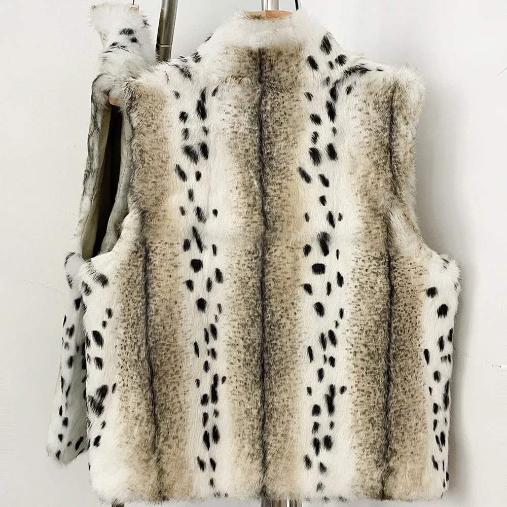 OFTBUY Neue Winter-Luxus-Oberbekleidung für Damen, Echte Kaninchenfell-Weste mit Stehkragen, Reißverschluss, Ärmellos, Natürliche Pelzweste für Damen – Detail 15