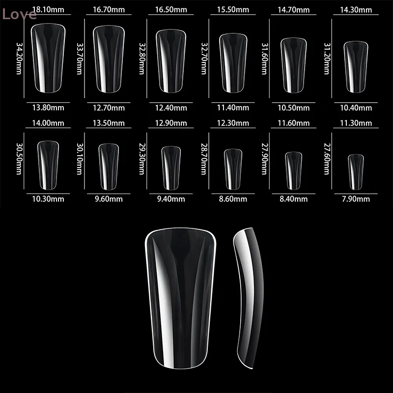 [L&P] 504 Stück Enten-Nagelspitzen für Acrylnägel, halbe Abdeckung, künstliche Nägel, kurze Enten-Spitzen-Nägel, gebogene französische Kunstnägel-Verlängerungsspitzen