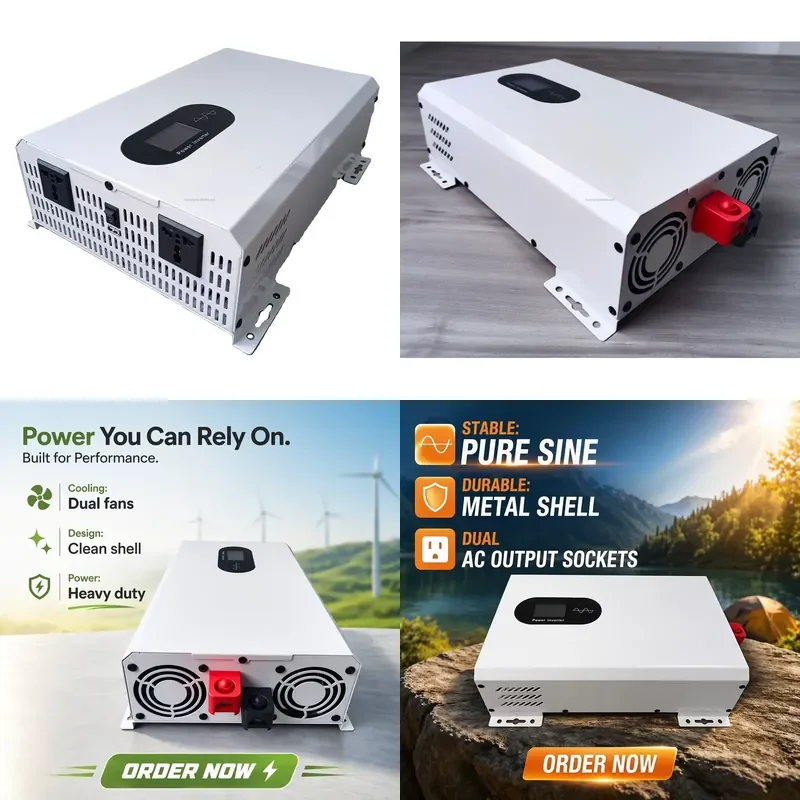 3KW Off-grid Hybrid MPPT String Solar Inverter Single Output Lithium Pure Sine Wave 60Hz LCD AC Power