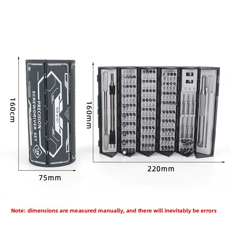 128 in 1 Precision Screwdriver Set with Chrome Vanadium Steel Bits Magnetic Aluminum Handle for Phone Laptop Computer Repair