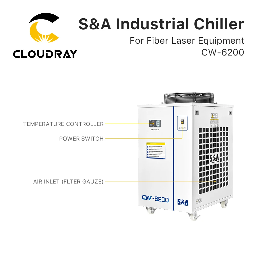 Cloudray Original S&A Industrial Chiller CW-6200 75L/min Flow R-410a Refriferant for Machine Water Colling System