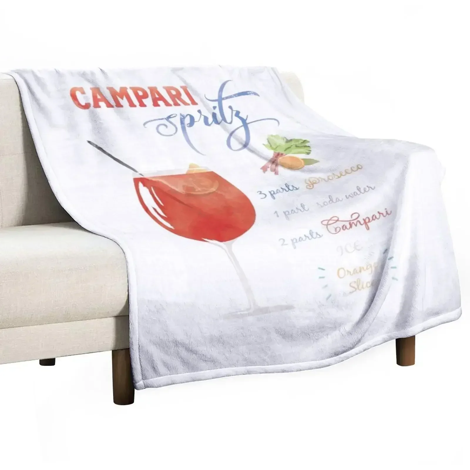 Campari Spritz Watercolour Throw Blanket Furry Soft Big warm for winter Soft Plush Plaid Blankets