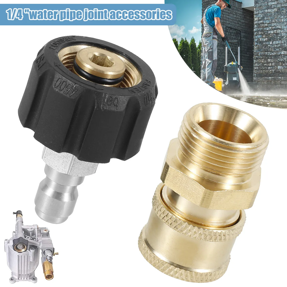 

Pressure Washer Hose Connector Adapter Stainless Steel M22 to 1/4inch Quick Connector Kit 5000PSI Water Hose Connect Fittings