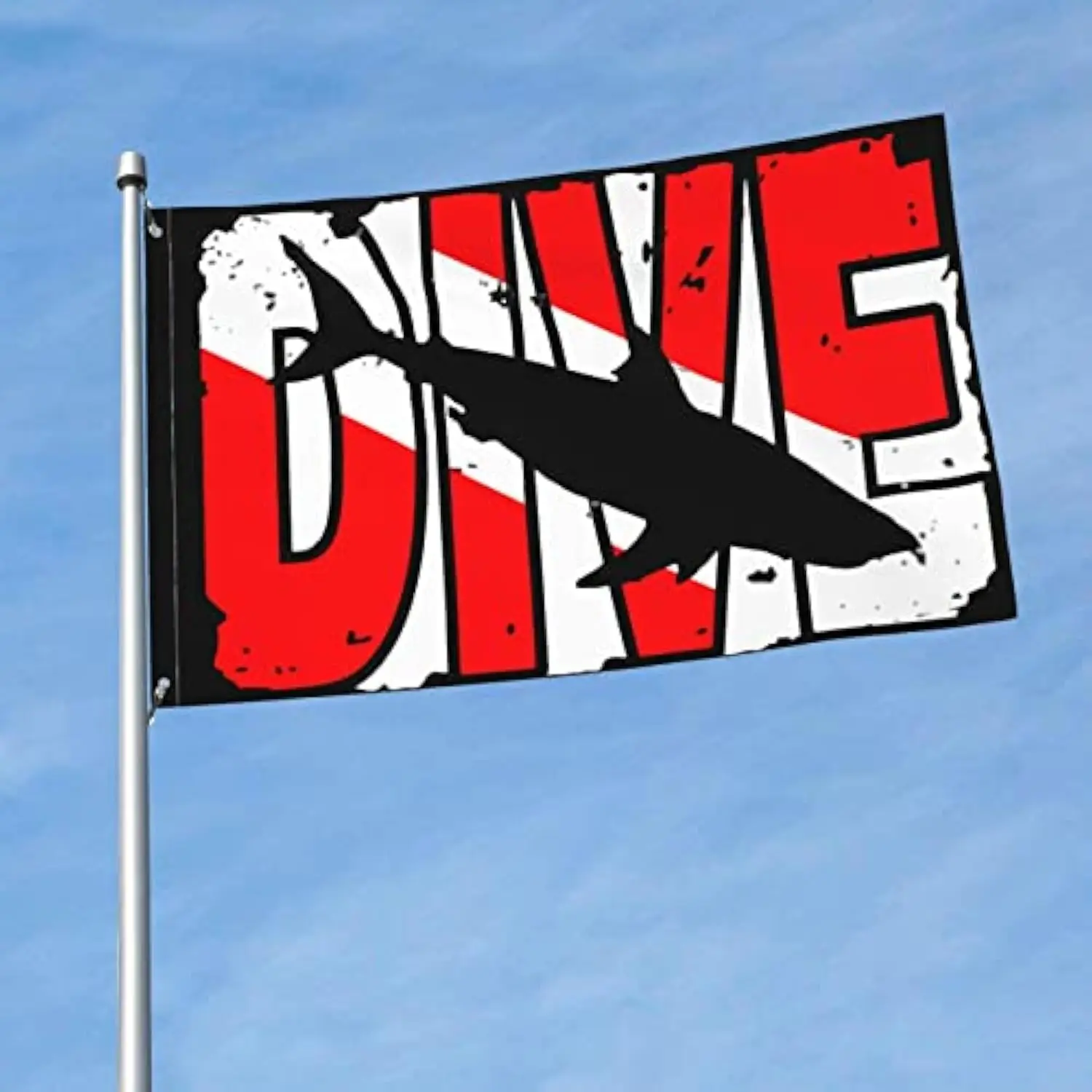 Shark Scuba Dive Flag Retro Vintage Style Polyester Banner for Outdoor Decor
