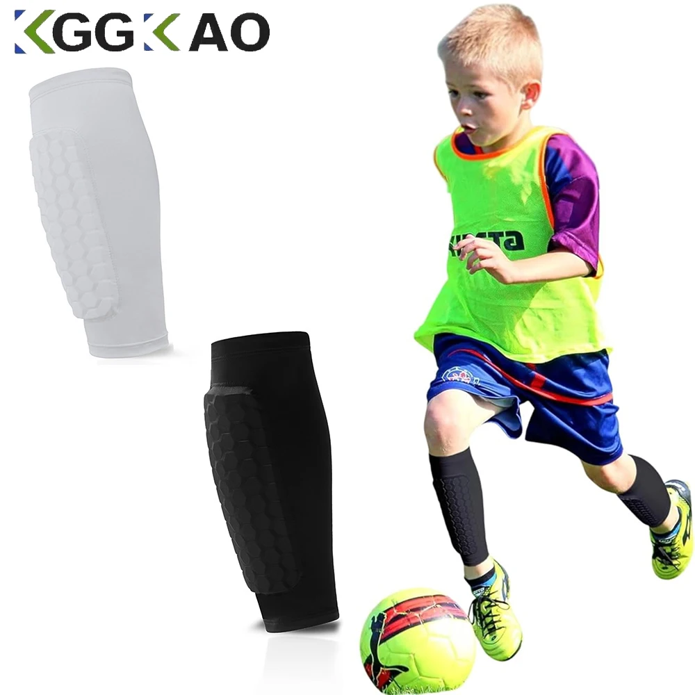 

1PC Soccer Shin Guards Pads,Calf Sleeve Compression with Honeycomb Pads Support for Football Baseball Boxing MTB Protective Gear