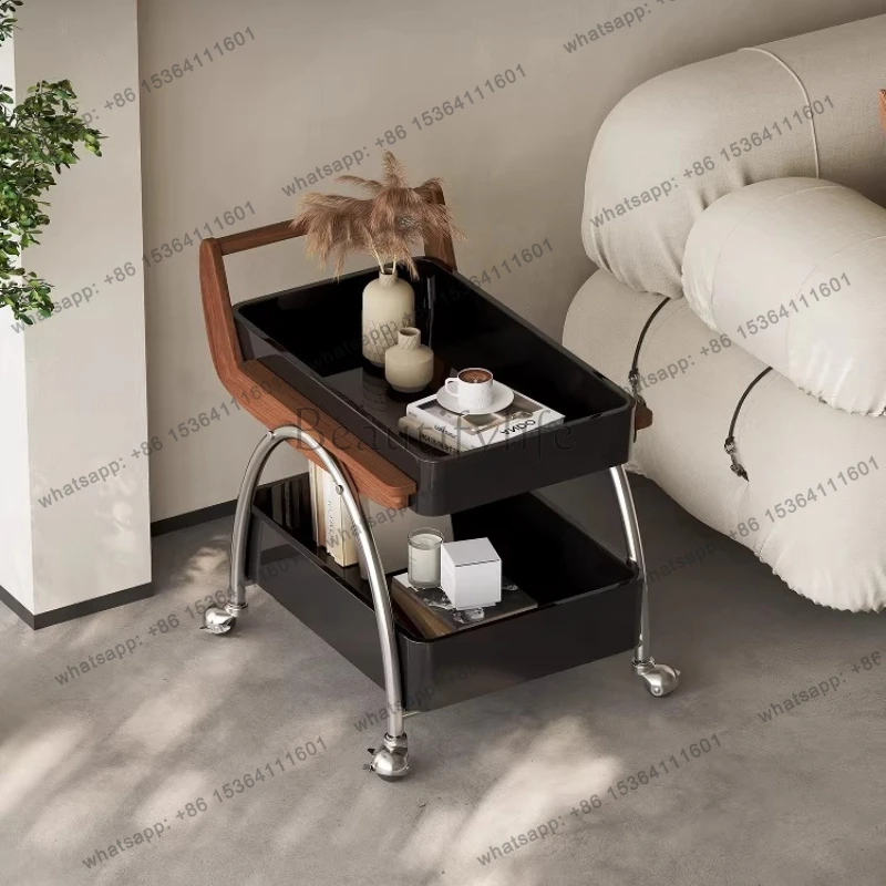 

Italian sofa side table light luxury high sense movable living room art small coffee table