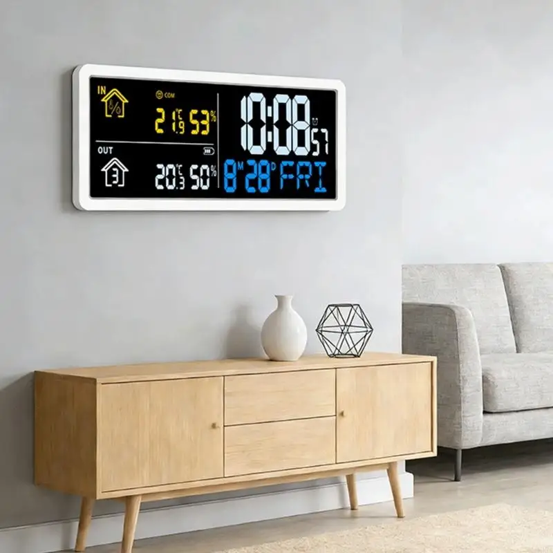 Home Decoration Clock Showing Indoor and Outdoor Climate Conditions 