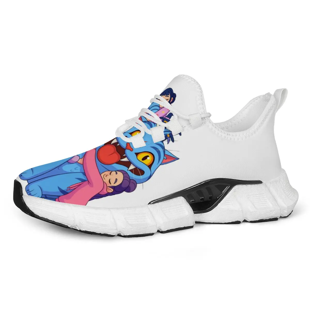 

Men Casual Sneakers Cartoon Blue Cat Monster & Girl Print Athletic Shoes Lightweight Breathable Soft Soled Running Sneakers