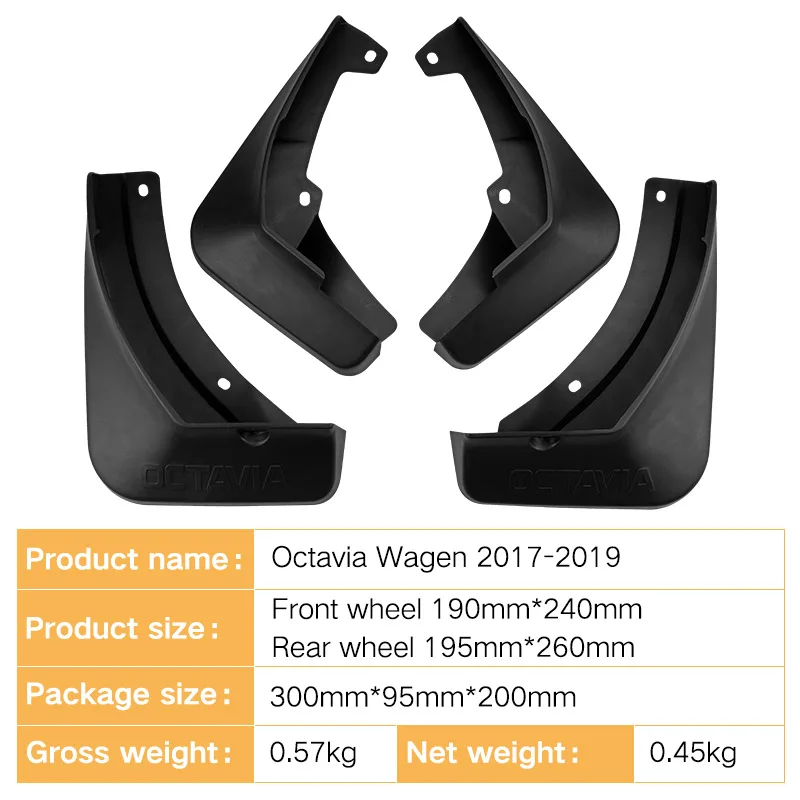 For Skoda Octavia Wagen 2017-2019 black car mudguard Reduce dust Resist tire dirt car accessories tools