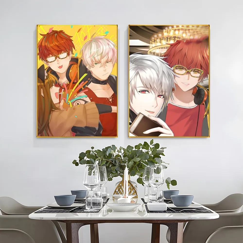 1PC Anime Mystic Messenger Poster autoadesivo Art adesivo di carta impermeabile Coffee House Bar Room Wall Decor