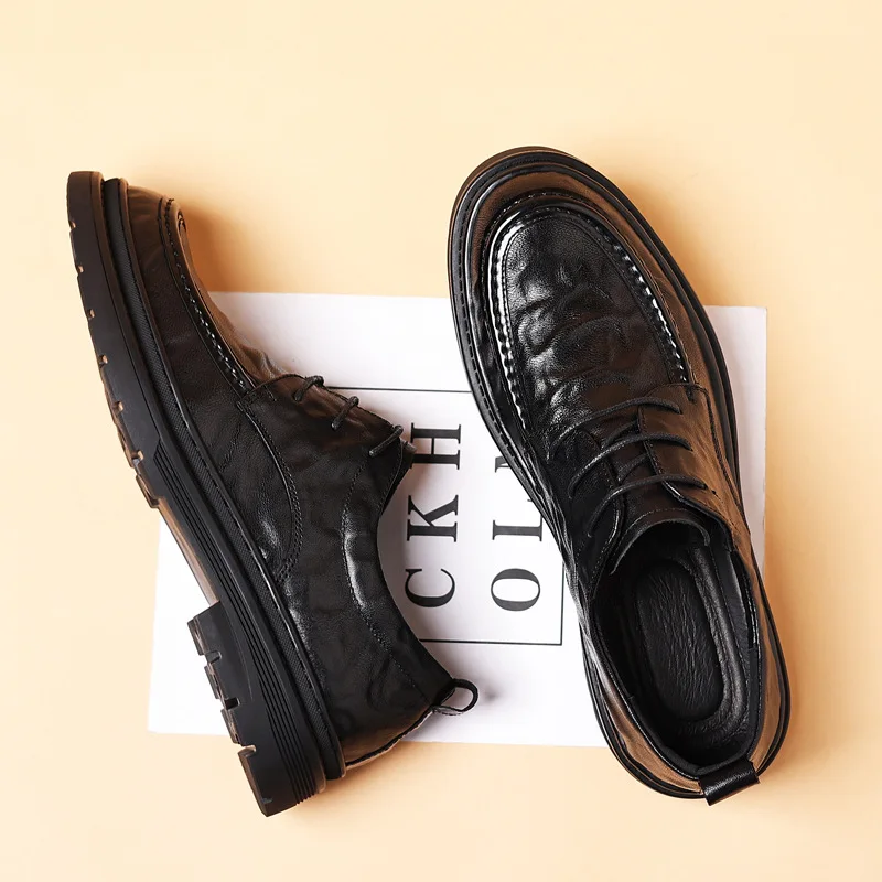 

Высококачественная новая обувь для мужчин, обувь из козьей кожи, модная обувь для скейтборда на плоской подошве, деловые модельные туфли на шнуровке