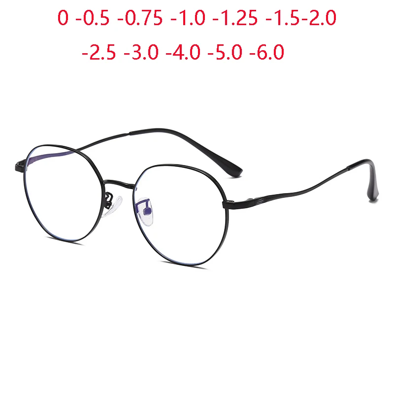 

Diopter 0 -0.5 -0.75 To -6.0 Metal Women Men Blue Light Blocking Polygon Prescription Spectacles Myopia Photochromic Eyeglasses
