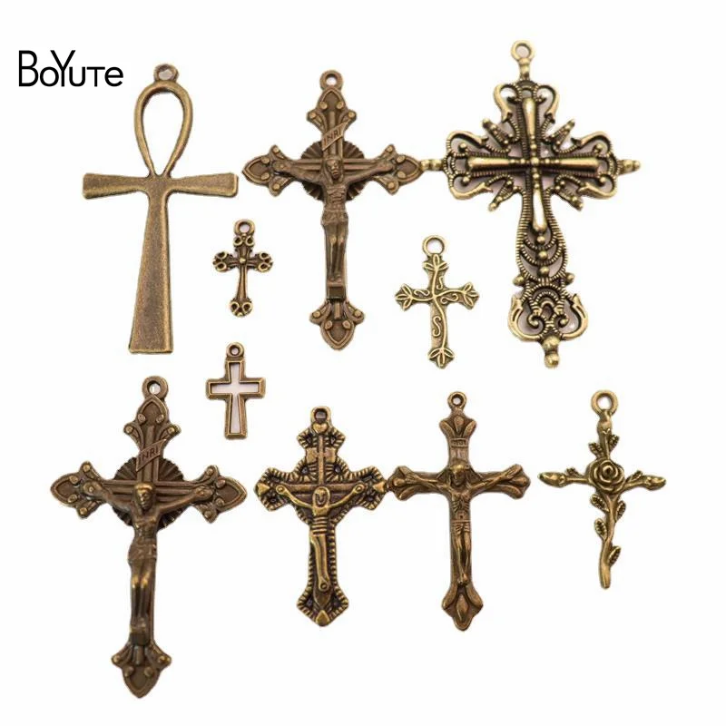 BoYuTe (100 Pieces/Lot) Alloy Cross Pendant Religious Belief Necklace Pendant DIY Jewelry Material Wholesale