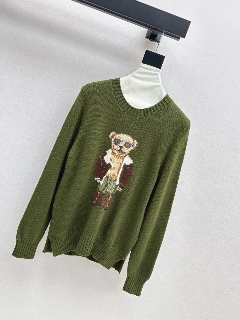 2025 New Teddy Bear Cartoon Pattern Women's Hoodie Luxury Fashion Sweater Blended Knitted Round Neck Hoodie Top Sportswear